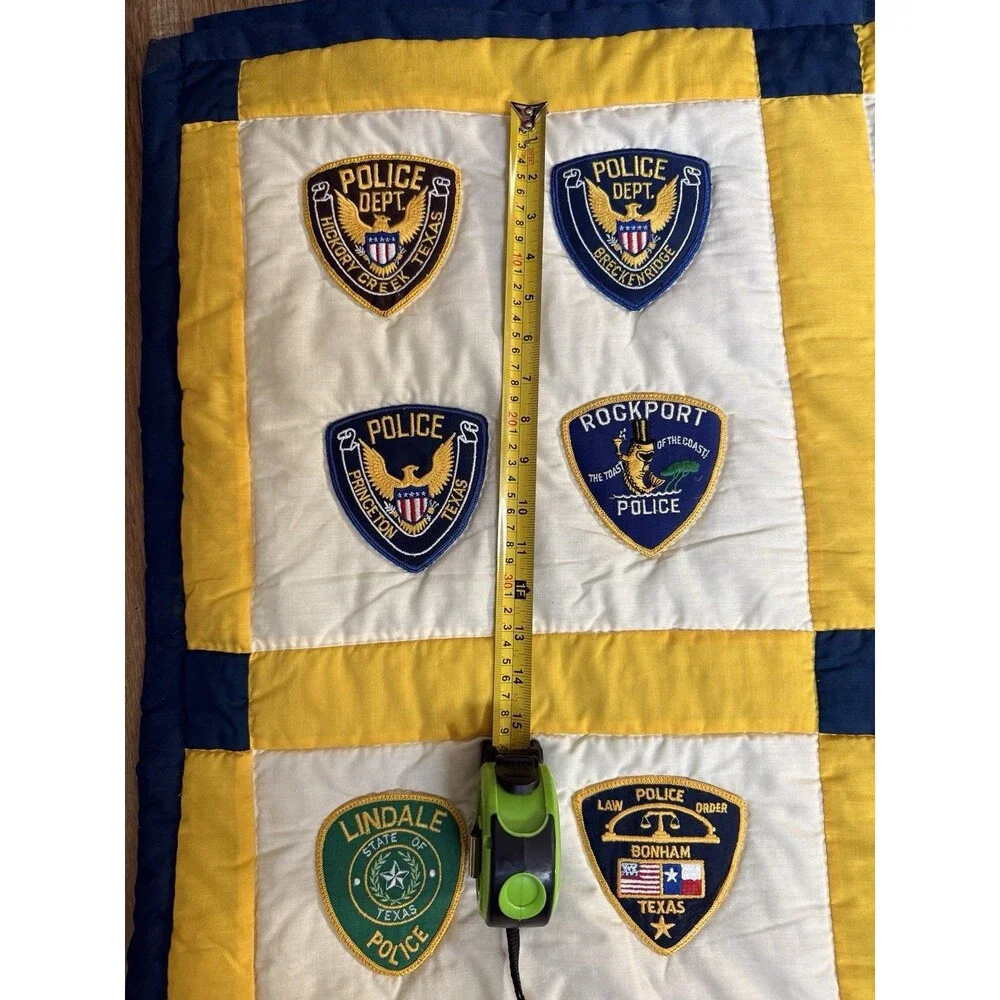 🚔 Vintage Police Patch Quilt — 120 Patches — 80” × 94”